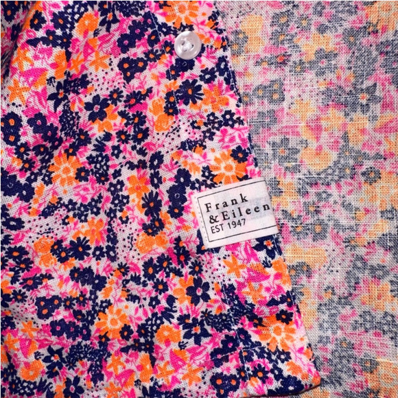 Frank & Eileen Hunter Linen Button Front Shirtdress In Neon Floral Size XS - Picture 14 of 16